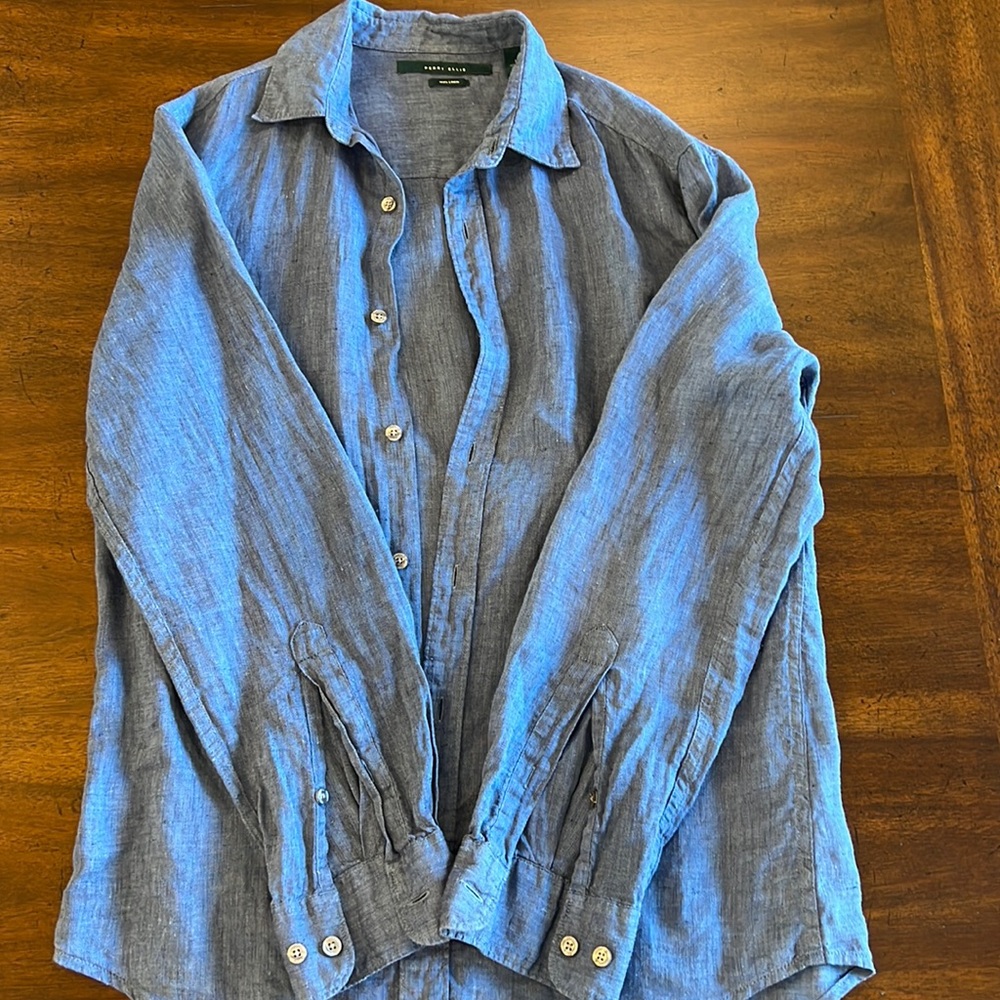 Perry Ellis Long Sleeve Linen Shirt Small